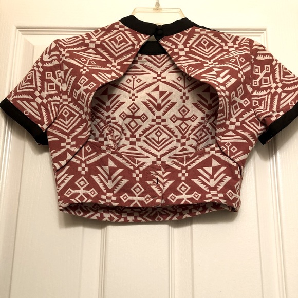 Tribal Print Open Back Crop Top - Picture 6 of 8